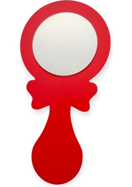 Mdf Kurdele Detaylı El Aynası Kırmızı-Siyah