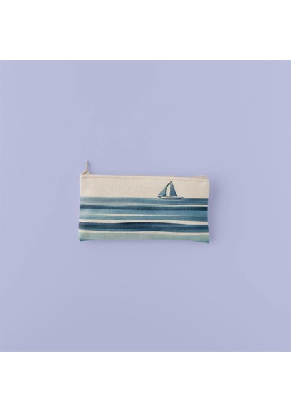 Deniz ve Kayık Temali Tasarım Kumaş Kalemlik