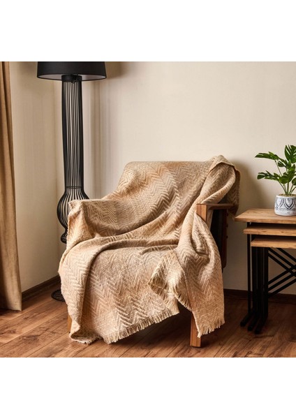 Soft Nevira Pamuklu Tv Battaniyesi - Bej - 130X170 cm