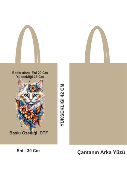 Eni 30 cm Yüksekliği 42 cm Saplı Bez Poşet modelleri