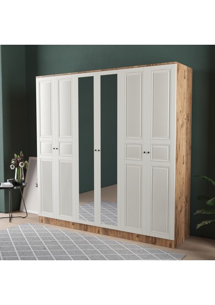 Nil 6 Kapaklı Eko Gardırop - Mdf Kapak