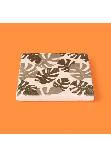 Kitchen Yapraklı Taş Bardak Altlığı - Renkli - 10X10 cm modelleri