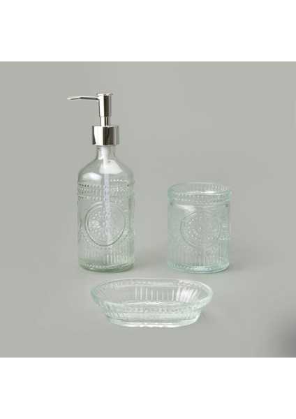 Bath 3'lü Cam Banyo Sıvı Sabunluk Seti - Şeffaf