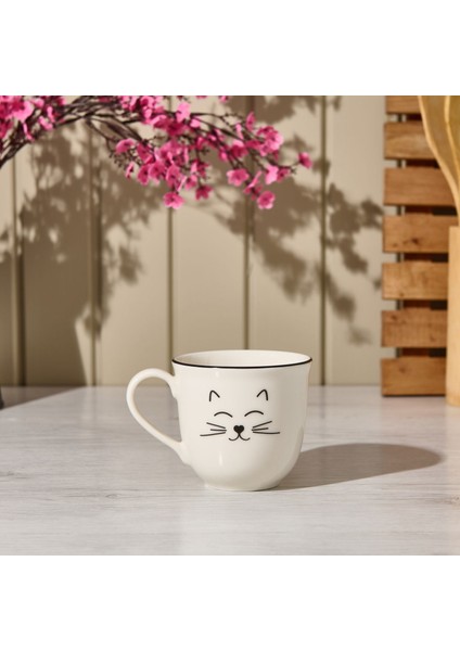 Kitchen Cat Desenli Kupa - Beyaz - 290 ml