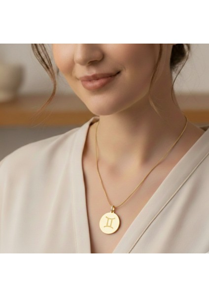 316L Çelik Ikizler Burcu Kadın Kolye – Zodyak Sembolü, Lazer Işlemeli