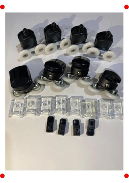 Duşakabin Tekerlek Seti (8 Adet) - Siyah, Kolay Kurulum