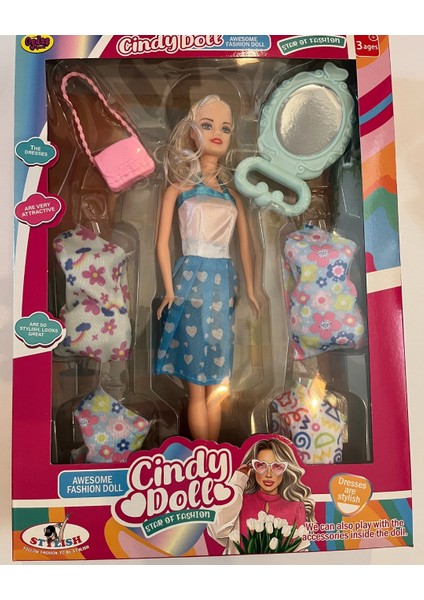 Cindy Doll Oyuncak Bebek 4 Yedek Elbiseli 30 cm Model Bebek M