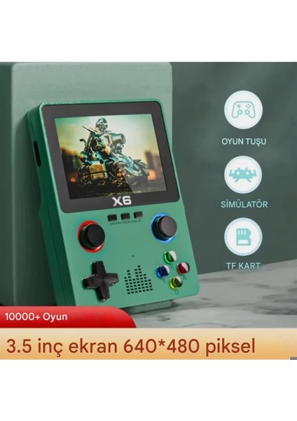 X6 Hd Görüntü Retro Oyun Konsolu Taşınabilir El Atarisi 10.000 Adet Oyun 11 Farklı Simülatör 3.5 Inç