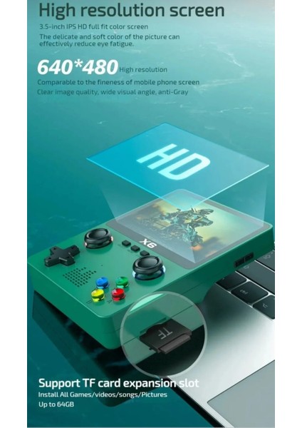 X6 Hd Görüntü Retro Oyun Konsolu Taşınabilir El Atarisi 10.000 Adet Oyun 11 Farklı Simülatör 3.5 Inç modelleri