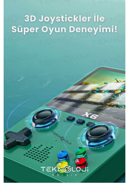 X6 Hd Görüntü Retro Oyun Konsolu Taşınabilir El Atarisi 10.000 Adet Oyun 11 Farklı Simülatör 3.5 Inç