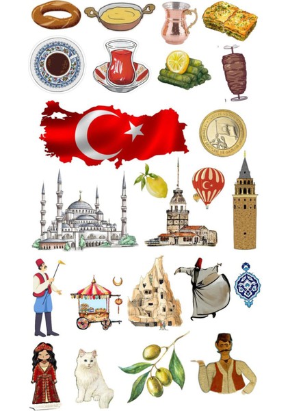 Türkiye Temalı Telefon Laptop Notebook Tablet Defter Matara Stiker Etiket ST2185