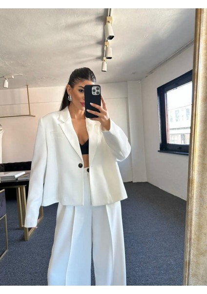 Bol Kesim Standart Beden Tasarım Tek Düğme Detay Muadil Premium Kalite Blazer Ceket Yüksek Bel Tasarım Pantolon Vip Takım fiyatları