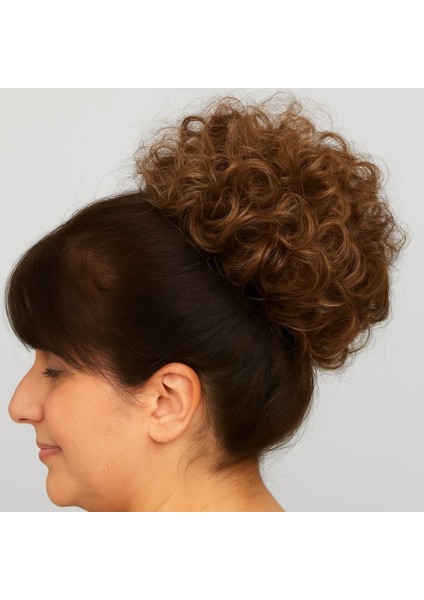 Kahverengi Tak Çıkar Dalgalı Topuz-Kelebek Tokalı-Kadın Takma Topuz modelleri