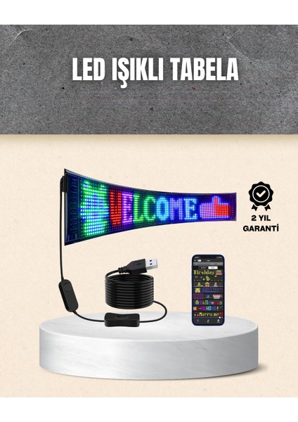 Yzlal Rgb Kayar Yazılı LED Reklam Ekranı – USB Bağlantılı Esnek Tasarım