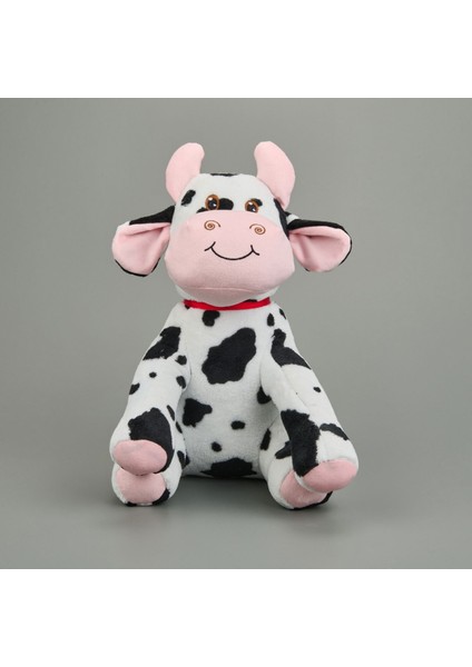 Soft Büyük Inek Figürlü Yastık - Beyaz / Siyah - 40X27 cm