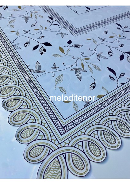 Astarlı Zincir Volanlı Oval Dalgalı Kenarlı Pvc Pano Muşamba Masa Örtüsü Kaymaz Silinebilir