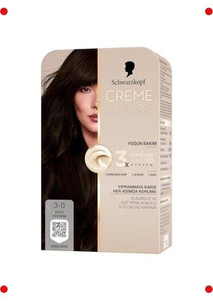 Koyu Kestane Krem Saç Boyası 3-0