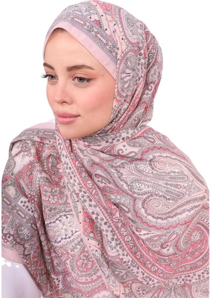 Hint Ipeği Premium Lux Original Etnik Desen Şal (Vual Ipek, 1. Sınıf, Özel Ihracat Ürünü, Hafif, Rahat, Şık, Tesettür Giyim, Shawl, Hijab)