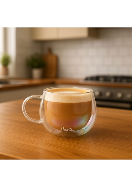 Çift Cidarlı Lüsterli Kupa - Şeffaf - 280 ml