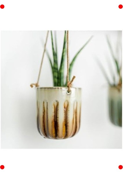 Karamel Askılı Seramik Saksı 10X11 cm