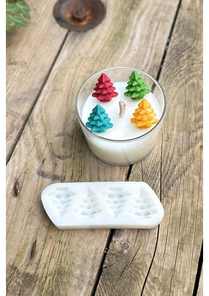 Concept 3D Çam Ağacı Mini Dörtlü Mum Kalıbı (Silikon)