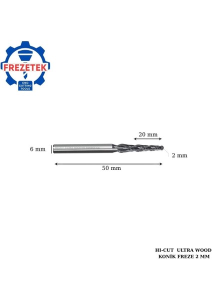 2 mm Karbür Konik Ahşap Freze Ucu