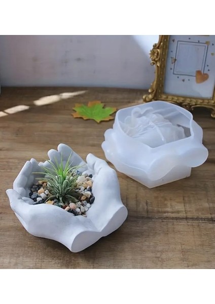 Iki El Şeklinde Saksı Silikon Kalıbı Dayanıklı Epoksi Reçine Beton Kalıp