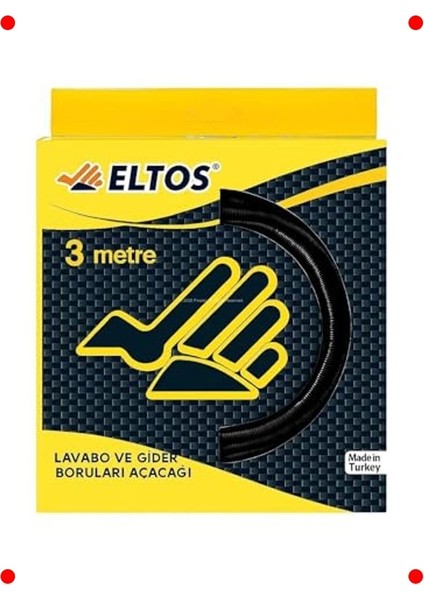 Lavabo Açma Teli, 3 Metre, Ergonomik Saplı