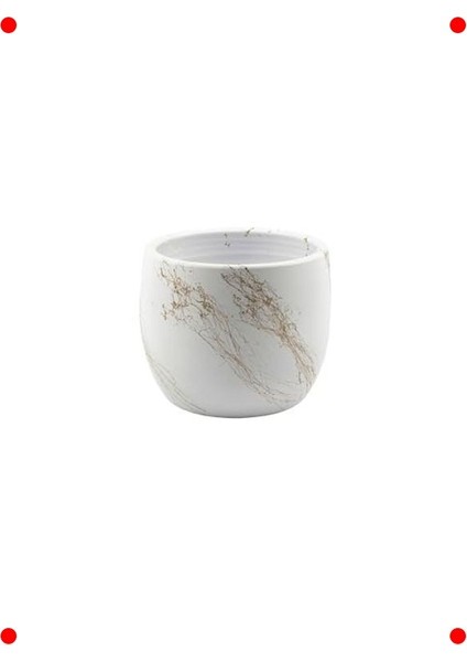 Beyaz Gold Mermer Efektli Dekoratif Saksı Çiçeklik 19CM fiyatları
