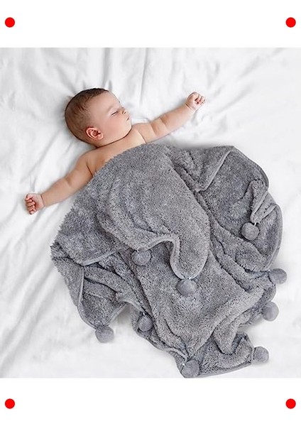 Çok Amaçlı Pelüş Welsoft Bebek Battaniyesi (Gri)