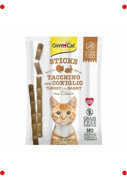 Hindili Tavşanlı Tahılsız Kedi Ödül Çubukları, 20 gr