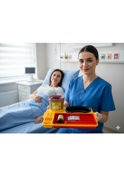 Hasta Tedavi Tepsi Seti (Batikon+Alkolswap Mendil+Enjeksiyon Bandı+Böbrek Küveti+Atık Kovası) fiyatları