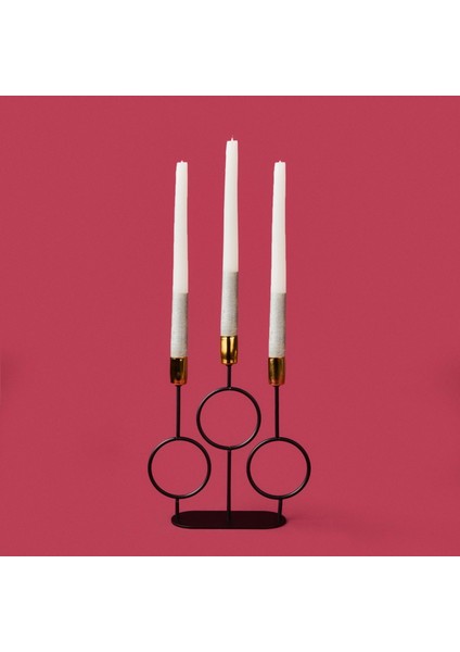 Deco Cerchio Şamdan - Siyah / Gold - 26 cm fiyatları