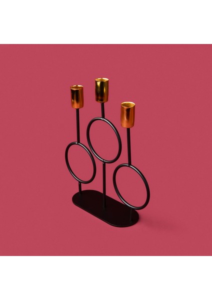 Deco Cerchio Şamdan - Siyah / Gold - 26 cm modelleri