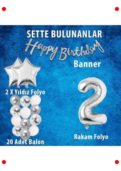 2 Yaş Gümüş Temalı Doğum Günü Kutlama Seti fiyatları