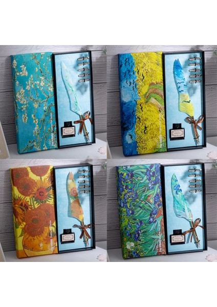Vang Gogh Temalı Tüylü Divit Kalem Seti