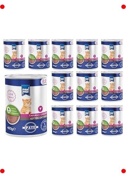 Yavru Kedi Tavuklu Pate Yaş Mama 400GR x 12'li Paket