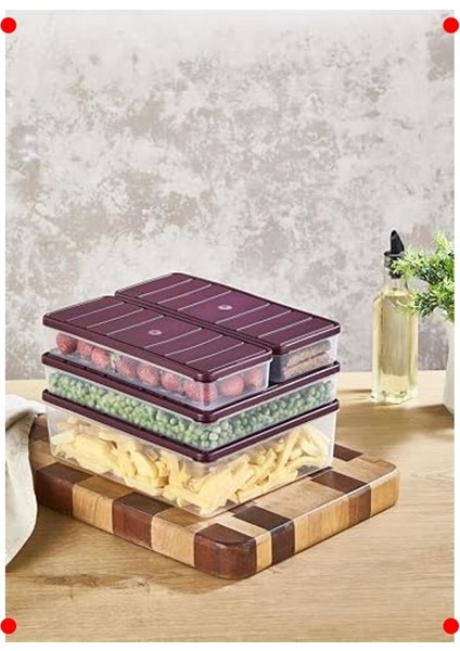 4'lü Boy Boy Saklama Kabı Seti - Ekru