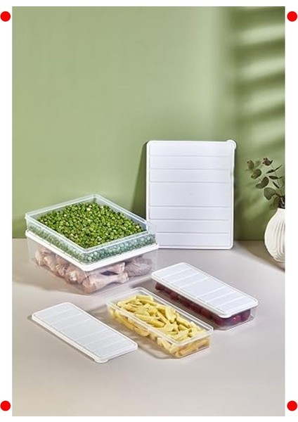 4'lü Boy Boy Saklama Kabı Seti - Ekru modelleri