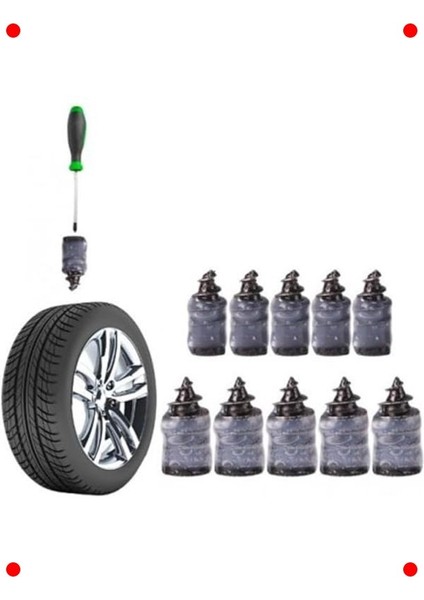 10 Adet Vida Şekilli Pratik Lastik Tamir Çivisi Seti