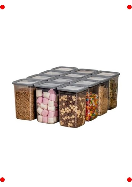 12'li 1300ML Vakumlu Kare Erzak Saklama Kabı Seti