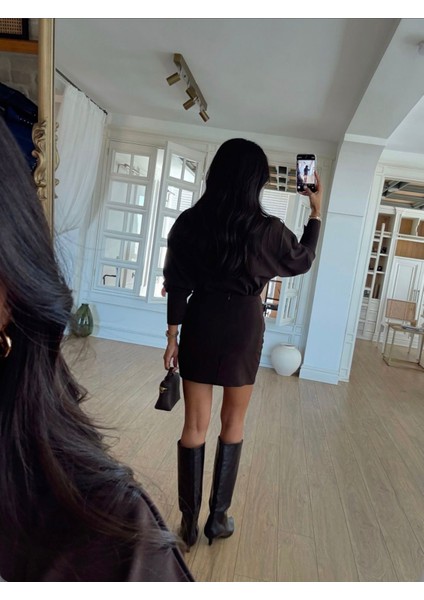 Manşet Kol Oversize Kesim Tok Kumaş Çizgili Gömlek Büzgü Drape Detay Mini Etek Tasarım Pinterest Trend Takım fırsatları