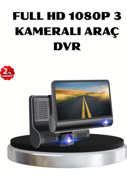 Yzlal Full Hd Araç Kamerası 3’lü 4.0” Ekranlı ve Hdr Gece Görüşlü