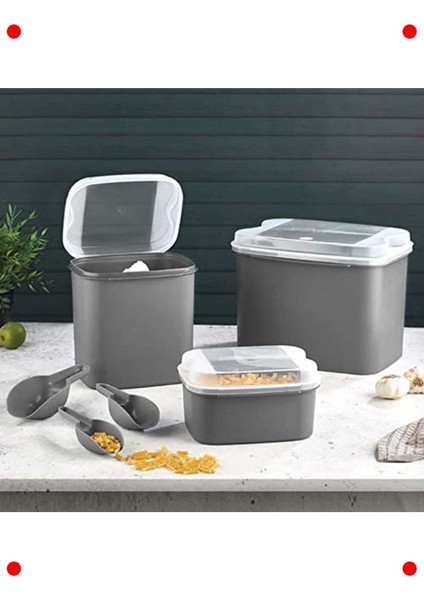 Çok Boyutlu Saklama Kabı Seti - Gri (10 L, 4.5 L, 1.6 L) fiyatları