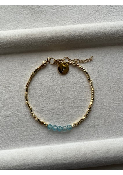 Minimal Topaz Taşı Harfli Kişiye Özel Küp Dorika Bileklik Altın Kaplama fiyatları
