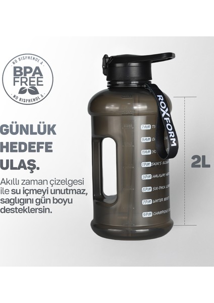 Suluk Matara 2200 Ml, Premium Pp Malzeme, Sağlıklı Bpa & Bps Içermez, Kılıflı, Çift Kapaklı, Koku Yapmaz, Sızdırmaz ve Dayanıklı, Lacivert Kılıf, Siyah