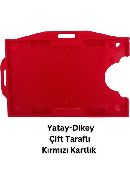 Kırmızı Yatay Dikey Çift Taraflı Kart Koruyucu