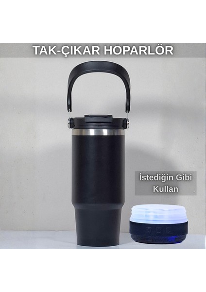 Bluetooth Hoparlörlü Paslanmaz Çelik Termos Bardak 600 ml -Pipetli ,çift Kullanımlı Kapak modelleri