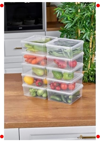 10'lu Kare Şeffaf Saklama Kabı Seti - 2500ML fırsatları