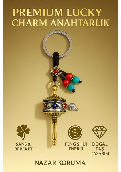 Premium Lucky Charm Anahtarlık | Nazar Koruma & Şans Getiren Feng Shui Doğal Taş Anahtarlık